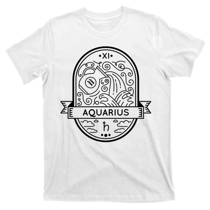 Aquarius Zodiac Symbol Design T-Shirt | TeeShirtPalace