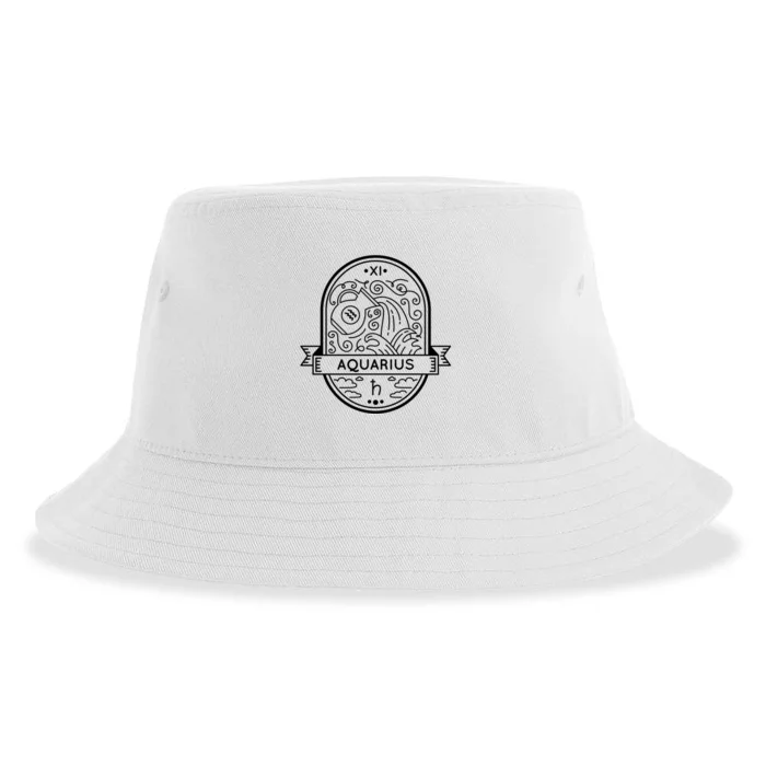 Aquarius Zodiac Symbol Design Sustainable Bucket Hat