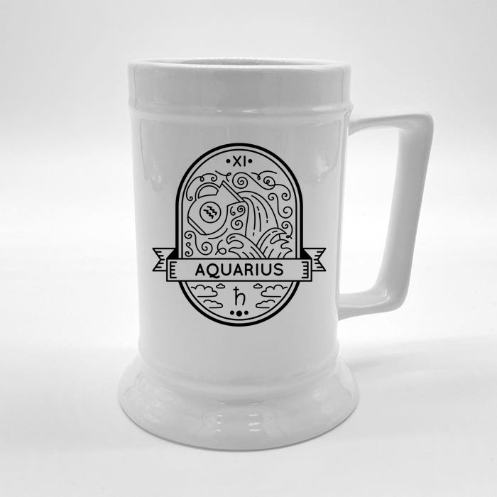 Aquarius Zodiac Symbol Design Front & Back Beer Stein