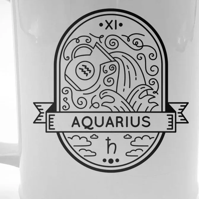 Aquarius Zodiac Symbol Design Front & Back Beer Stein