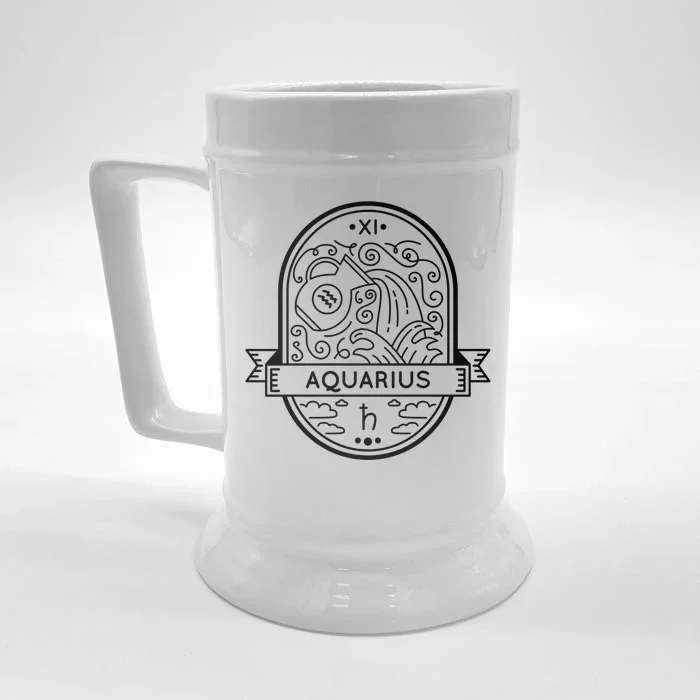 Aquarius Zodiac Symbol Design Front & Back Beer Stein