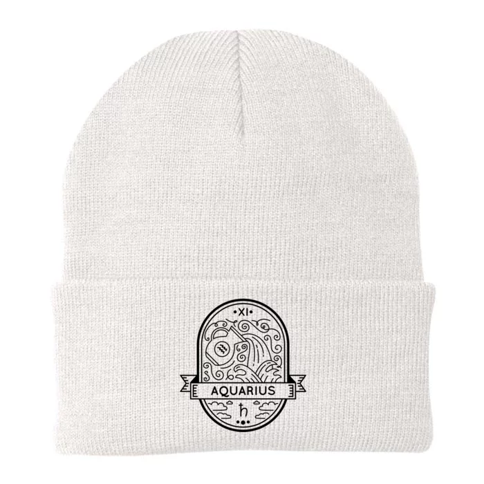 Aquarius Zodiac Symbol Design Knit Cap Winter Beanie