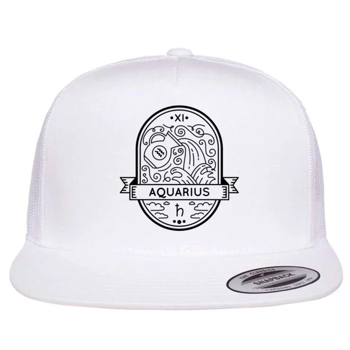 Aquarius Zodiac Symbol Design Flat Bill Trucker Hat