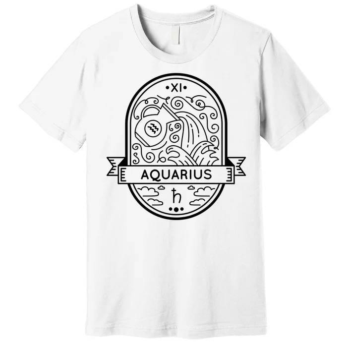 Aquarius Zodiac Symbol Design Premium T-Shirt