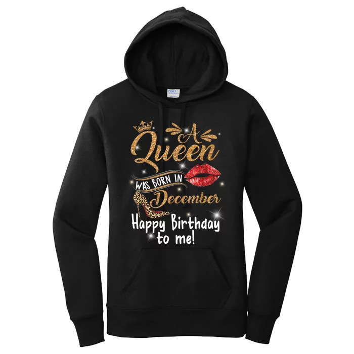 A Queen Was Born In December Happy Birthday To Me Leopard Women's Pullover Hoodie