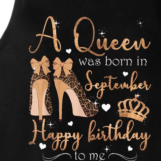 A Queen Was Born In September Happy Birthday To Me High Heel Ladies Tri-Blend Wicking Tank