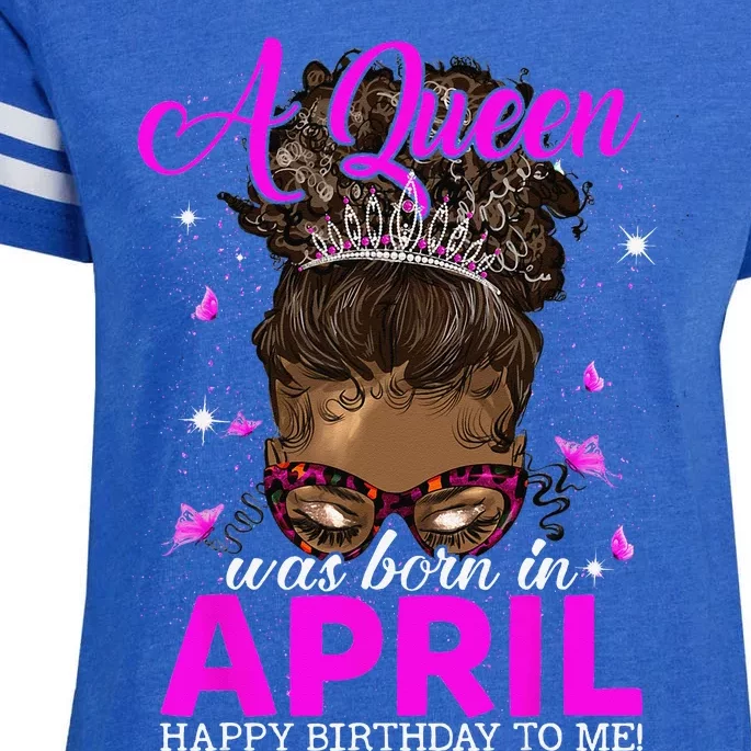 A Queen Was Born In April Happy Birthday To Me Enza Ladies Jersey Football T-Shirt