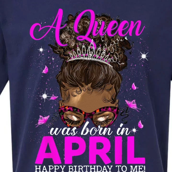 A Queen Was Born In April Happy Birthday To Me Sueded Cloud Jersey T-Shirt