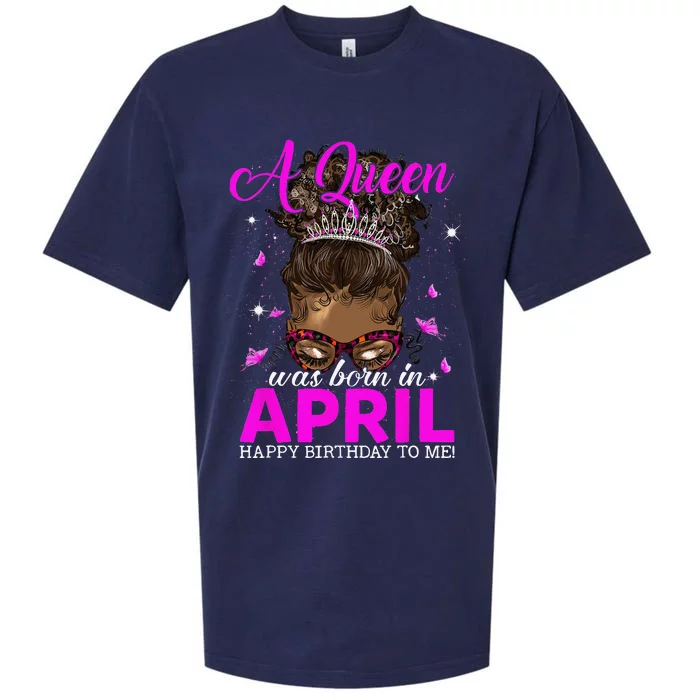 A Queen Was Born In April Happy Birthday To Me Sueded Cloud Jersey T-Shirt