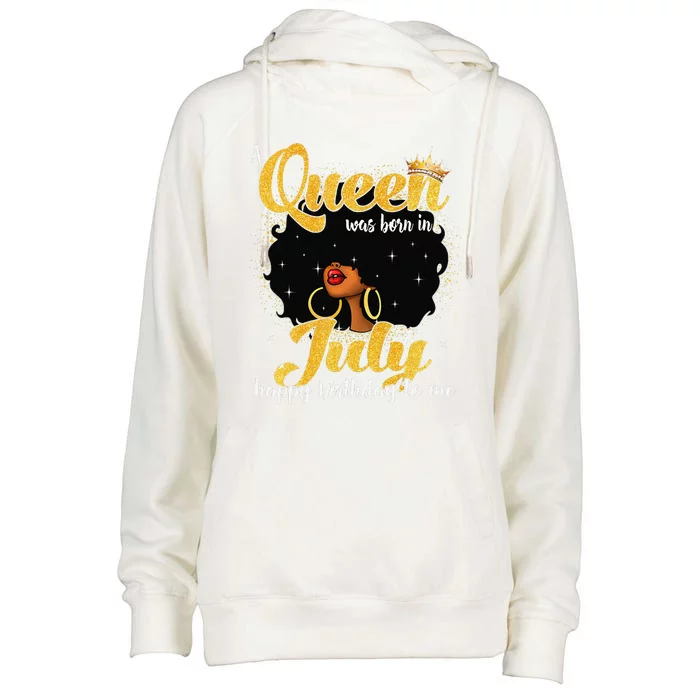 A Queen Was Born In July Black Birthday Afro Woman Womens Funnel Neck Pullover Hood