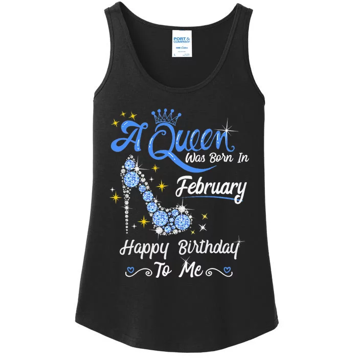 A Queen Was Born in February Gifts February Birthday Ladies Essential Tank