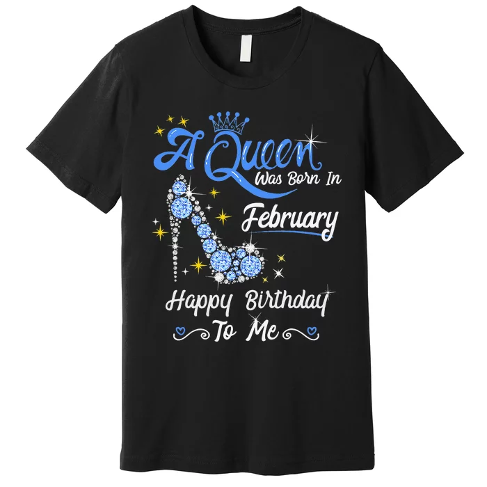 A Queen Was Born in February Gifts February Birthday Premium T-Shirt