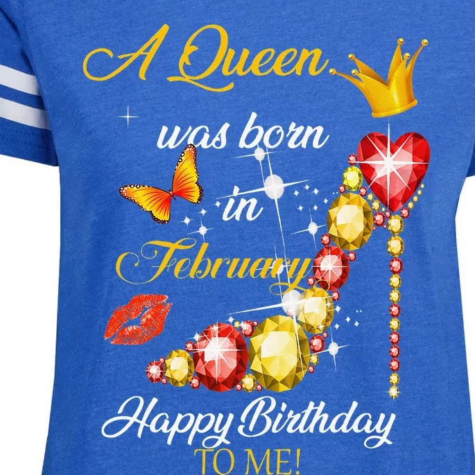 A Queen Was Born In February Happy Birthday To Me Enza Ladies Jersey Football T-Shirt