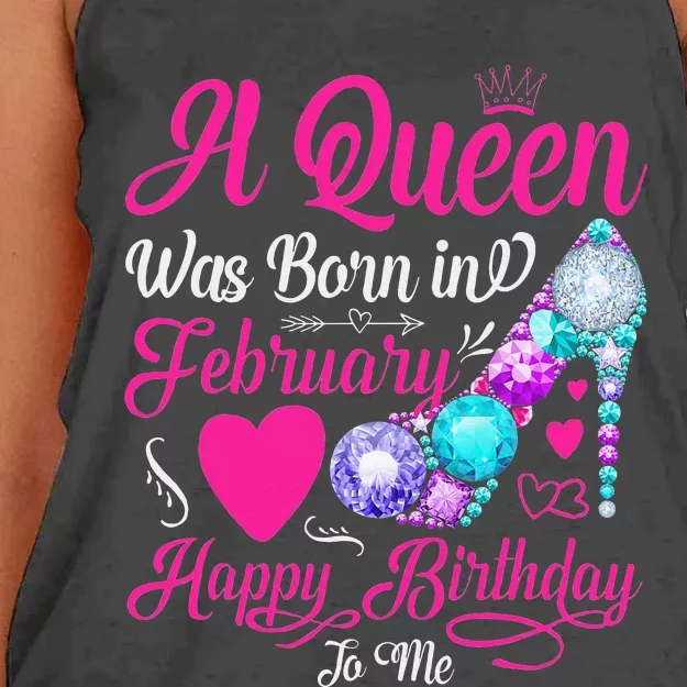 A Queen Was Born In February Happy Birthday To Me Wo Women's Knotted Racerback Tank