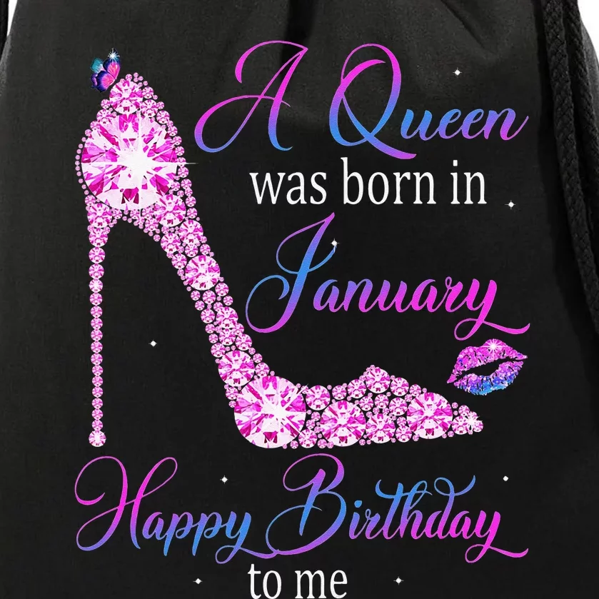 A Queen Was Born In January Happy Birthday To Me High Heel Drawstring Bag