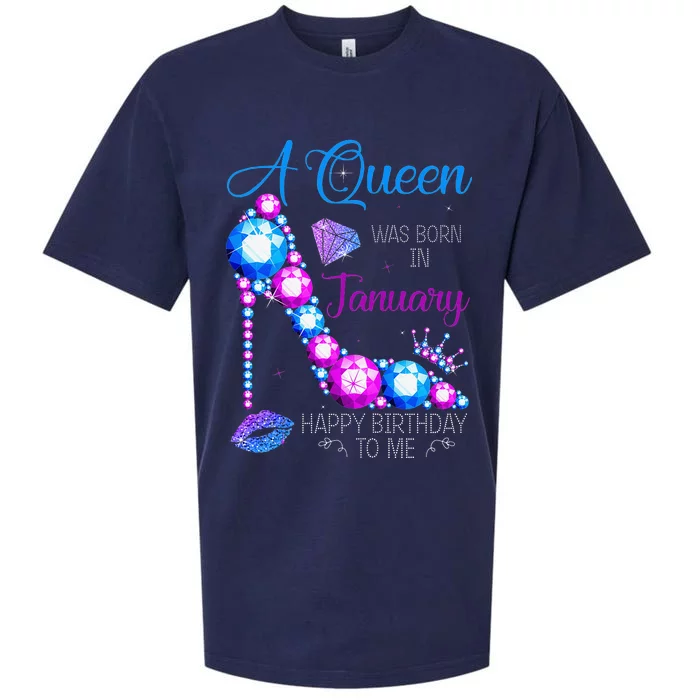 A Queen Was Born In January Happy Birthday To Me High Heel Sueded Cloud Jersey T-Shirt