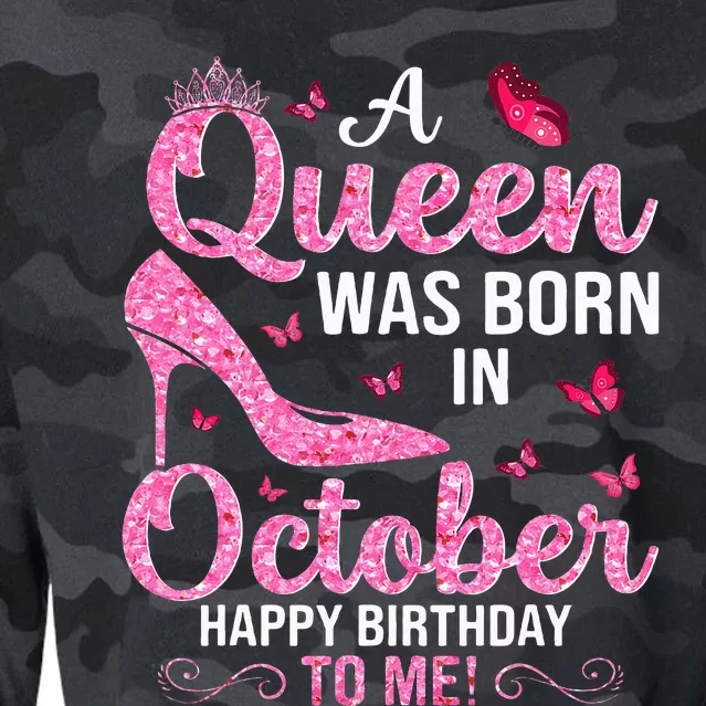 A Queen Was Born In October Happy Birthday To Me Cropped Pullover Crew