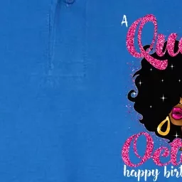 A Queen Was Born In October Birthday Afro Women Softstyle Adult Sport Polo