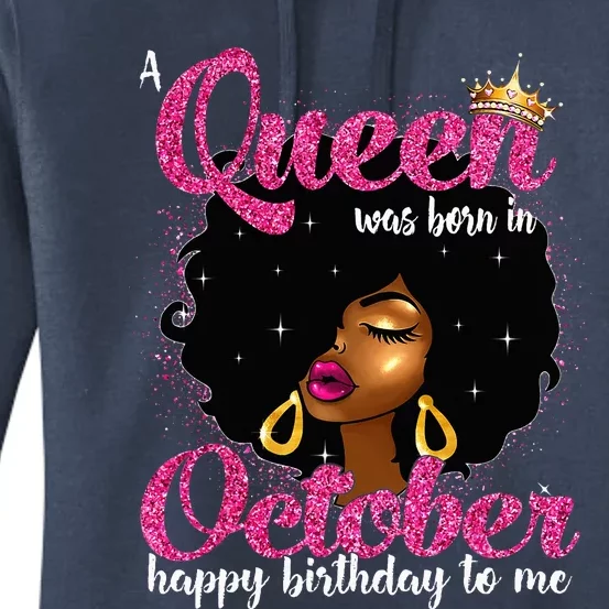 A Queen Was Born In October Birthday Afro Women Women's Pullover Hoodie