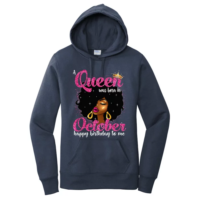 A Queen Was Born In October Birthday Afro Women Women's Pullover Hoodie