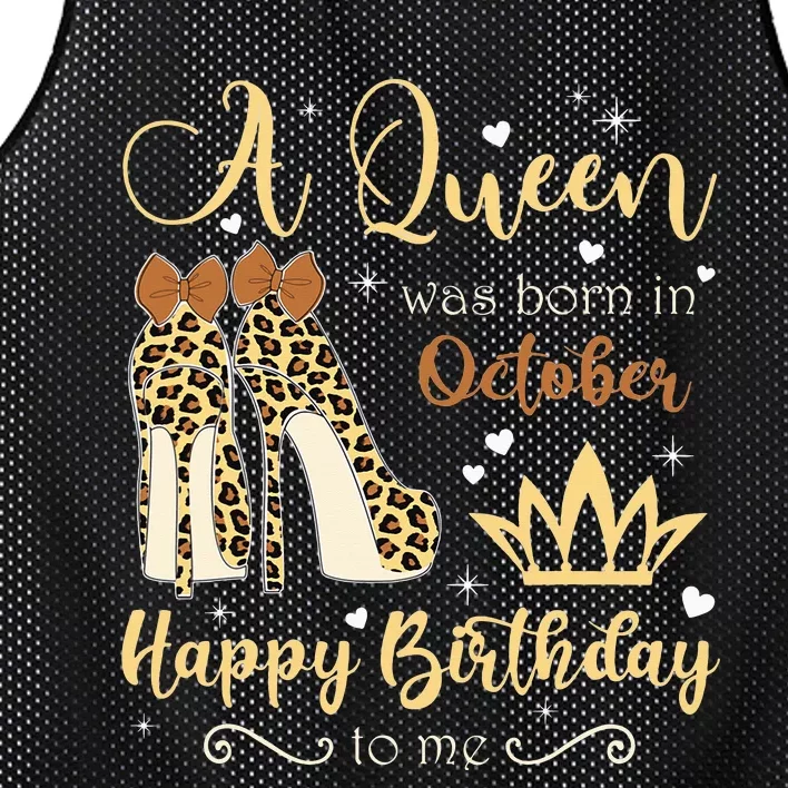 A Queen Was Born In October Birthday For Women Leopard Mesh Reversible Basketball Jersey Tank