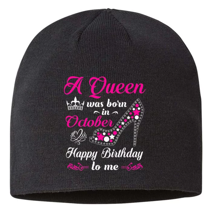 A Queen Was Born In October Birthday Gift For Women 8 1/2in Sustainable Knit Beanie