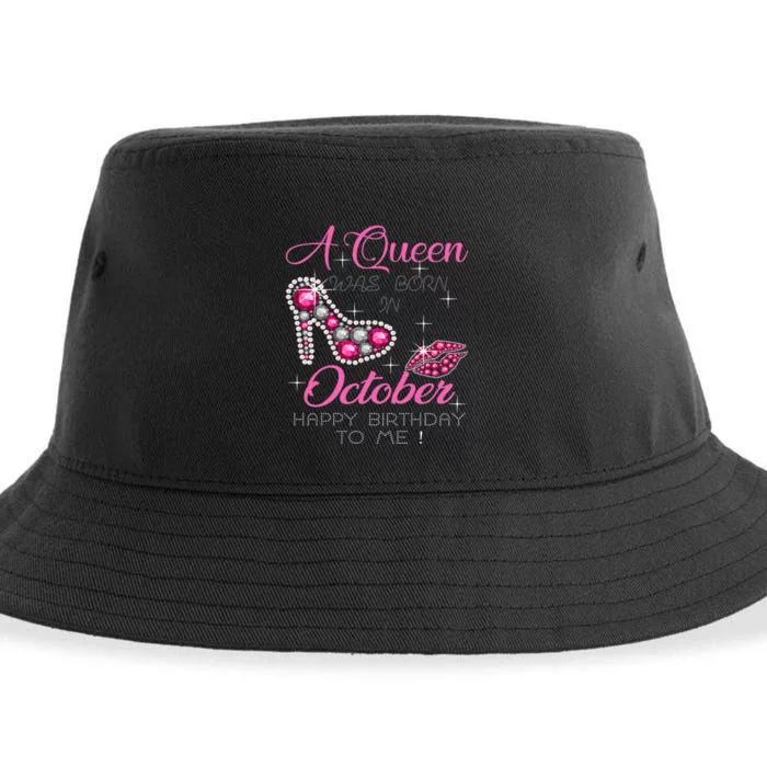 A Queen Was Born In October Happy Birthday To Me Sustainable Bucket Hat