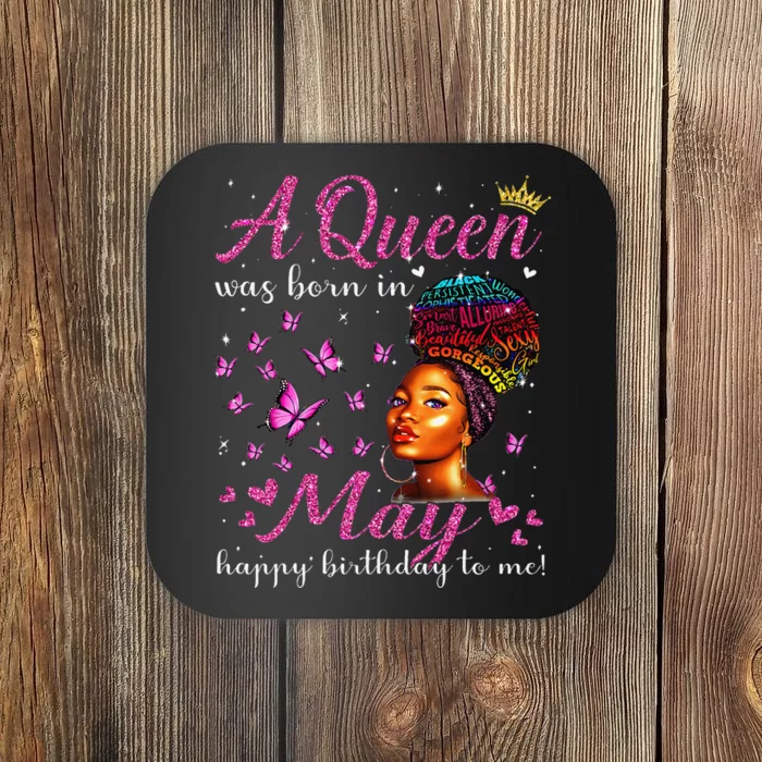 A Queen Was Born In May African American Wo Birthday Coaster