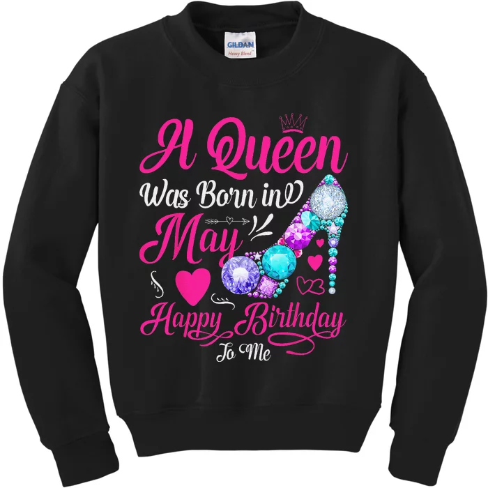 A Queen Was Born In May Birthday Costume Kids Sweatshirt