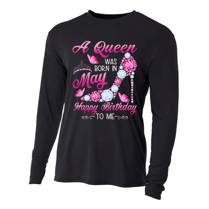 A Queen Was Born In May Birthday Costume For Wo Cooling Performance Long Sleeve Crew