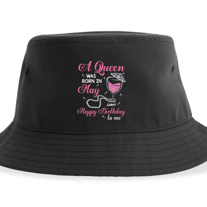 A Queen Was Born In May Gift Happy Birthday Wine Pearl Sustainable Bucket Hat