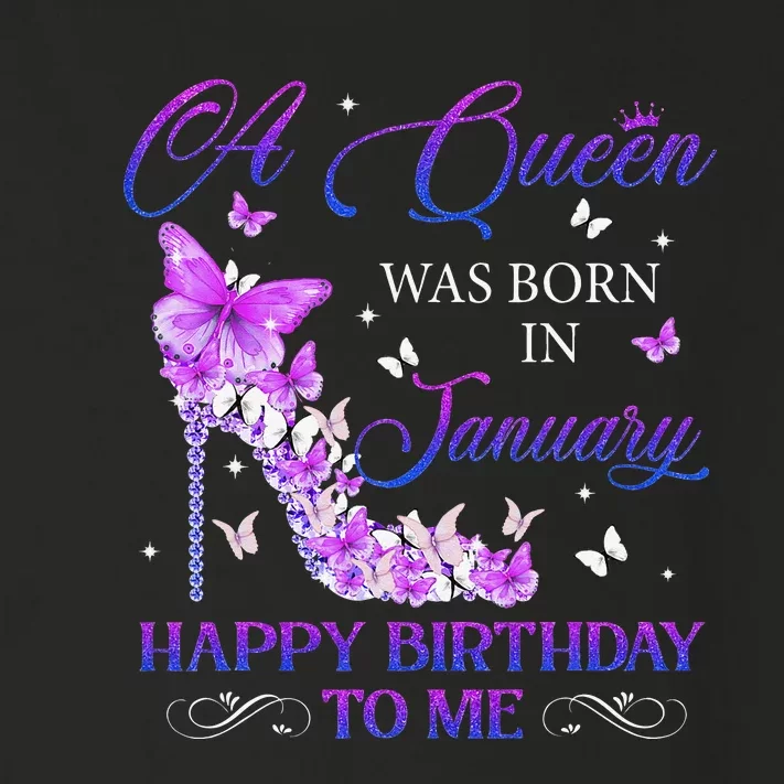 A Queen Was Born In January High Heels Birthday Toddler Long Sleeve Shirt