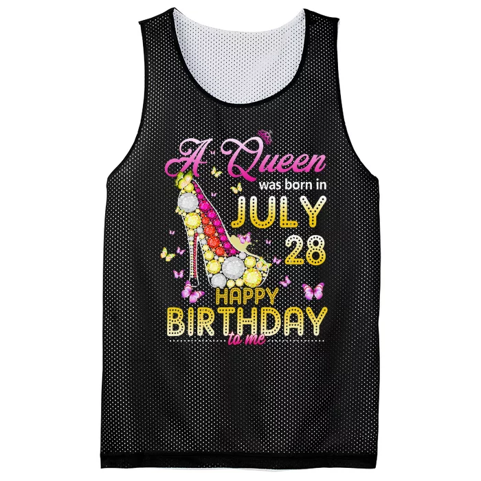 A Queen Was Born In July 28th Happy Birthday To Me 28 Mesh Reversible Basketball Jersey Tank