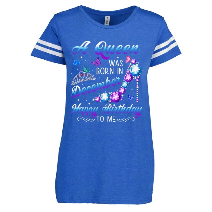 A queen was born in December Birthday Quote December Enza Ladies Jersey Football T-Shirt