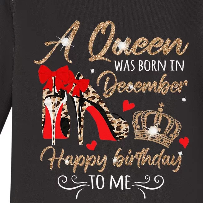 A Queen Was Born in December Birthday To Me Diamond Crown Baby Long Sleeve Bodysuit