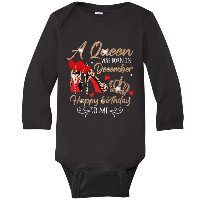 A Queen Was Born in December Birthday To Me Diamond Crown Baby Long Sleeve Bodysuit