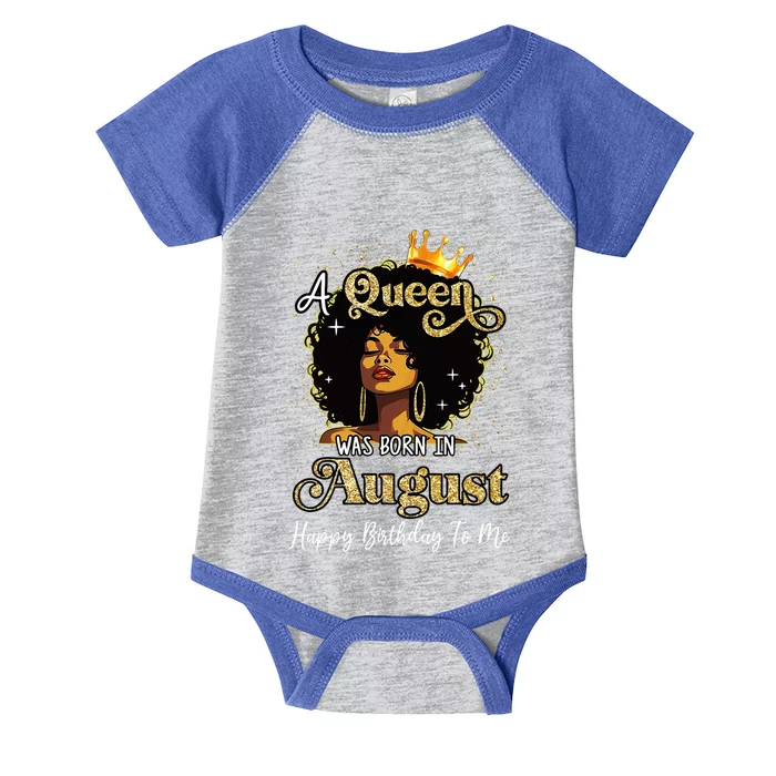 A Queen Was Born In August Black Birthday Afro Woman Infant Baby Jersey Bodysuit