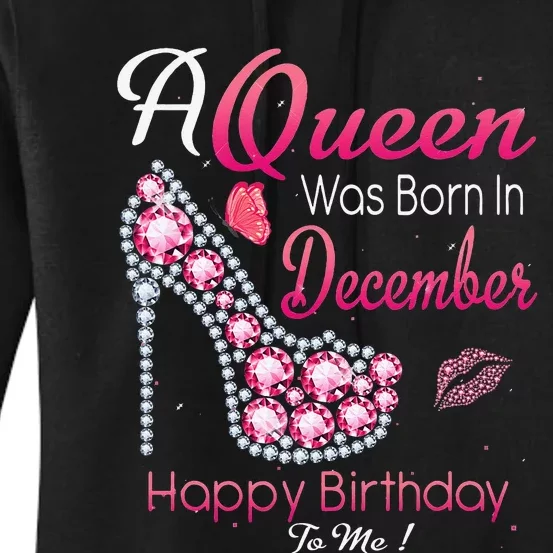 A Queen Was Born In December High Heel Birthday Gift Women's Pullover Hoodie