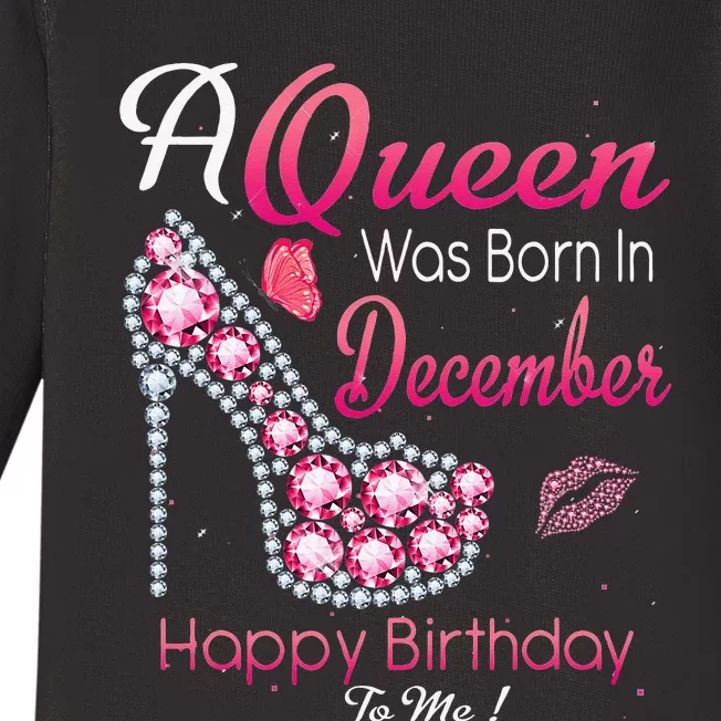 A Queen Was Born In December High Heel Birthday Gift Baby Long Sleeve Bodysuit