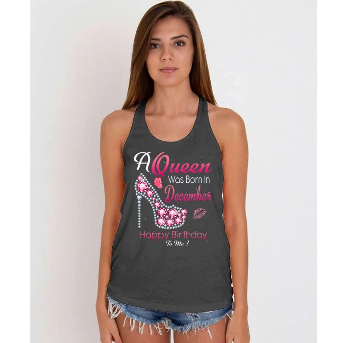 A Queen Was Born In December High Heel Birthday Gift Women's Knotted Racerback Tank