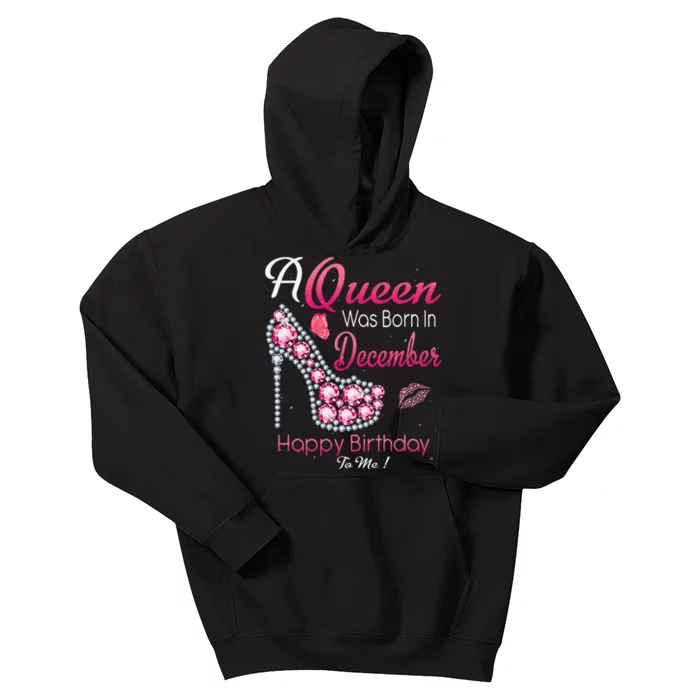 A Queen Was Born In December High Heel Birthday Gift Kids Hoodie