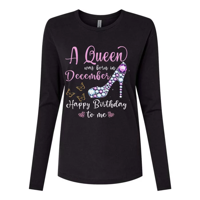 A Queen Was Born in December Wo Birthday Womens Cotton Relaxed Long Sleeve T-Shirt