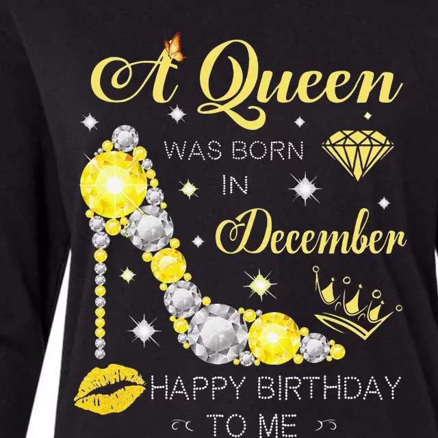 A Queen Was Born In December-Glitter Diamond--Shoes-Birthday Womens Cotton Relaxed Long Sleeve T-Shirt