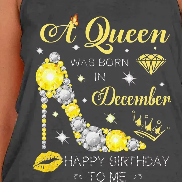 A Queen Was Born In December-Glitter Diamond--Shoes-Birthday Women's Knotted Racerback Tank