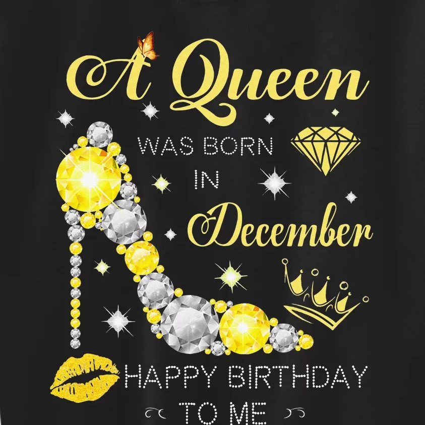 A Queen Was Born In December-Glitter Diamond--Shoes-Birthday Kids Sweatshirt