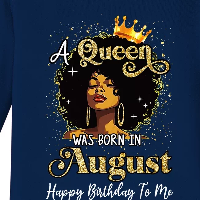 A Queen Was Born In August Black Birthday Afro Woman Baby Long Sleeve Bodysuit