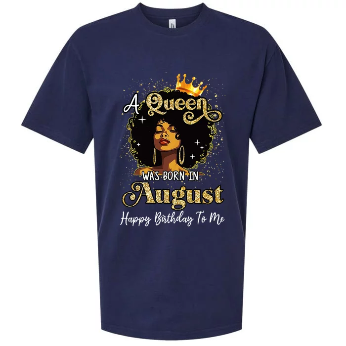 A Queen Was Born In August Black Birthday Afro Woman Sueded Cloud Jersey T-Shirt