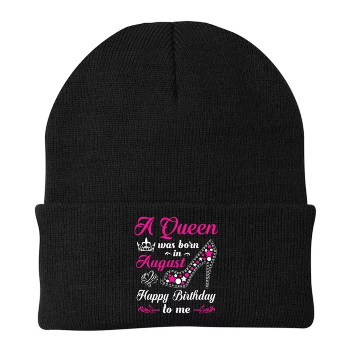 A Queen Was Born In August Birthday Shirts For Women Knit Cap Winter Beanie