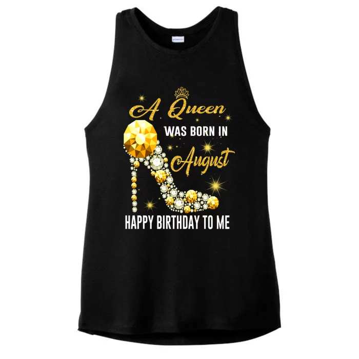 A Queen Was Born In August Happy Birthday To Me Diamond Gift Ladies Tri-Blend Wicking Tank