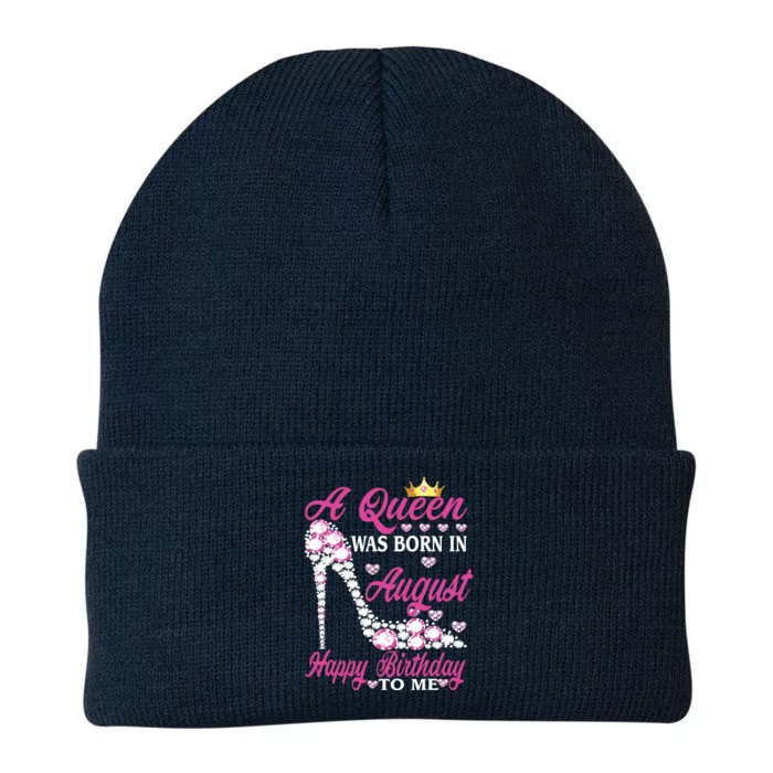 A Queen Was Born In August Happy Birthday To Me High Heel Knit Cap Winter Beanie